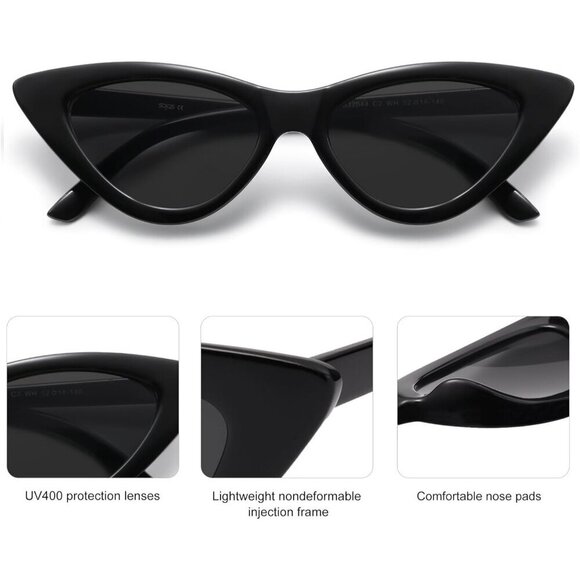 Vintage Cat Eye Sunglasses Womens Plastic Frame UV400 Protection Stylish - Picture 3 of 6